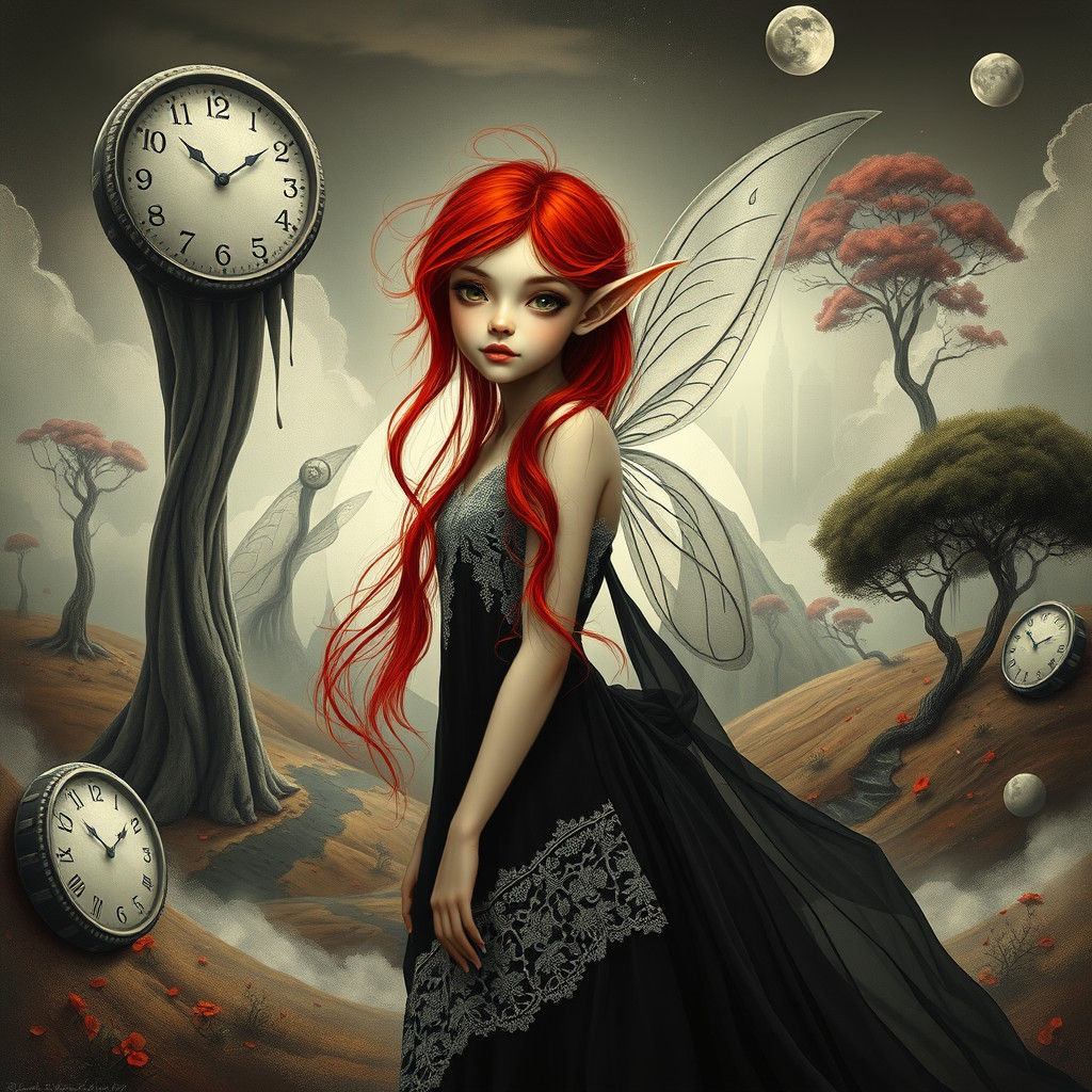 Mystical Fairy Elf in Surrealist Dreamscape