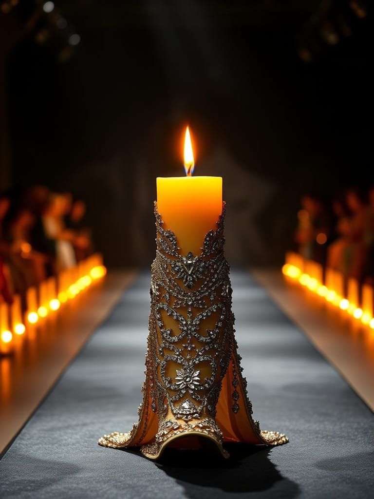 Glamorous Candle Struts Down Catwalk in Haute Couture Style