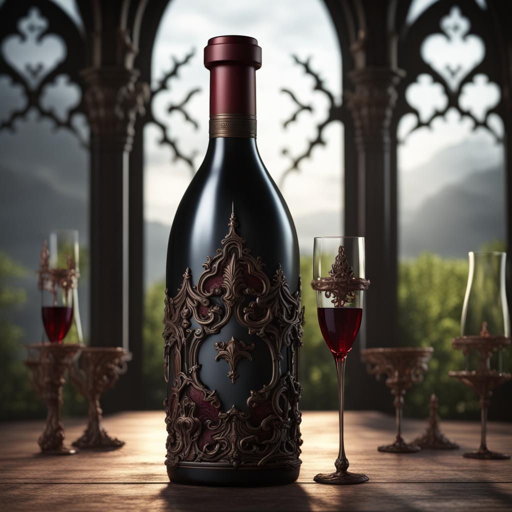 Fantastical Gothic Wine Bottle Concept Art