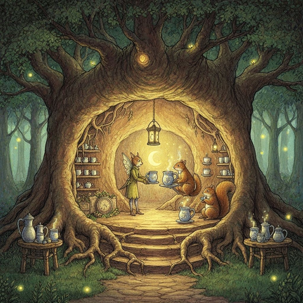 Magical Woodland Cafe With Fae and Talking Squirrels