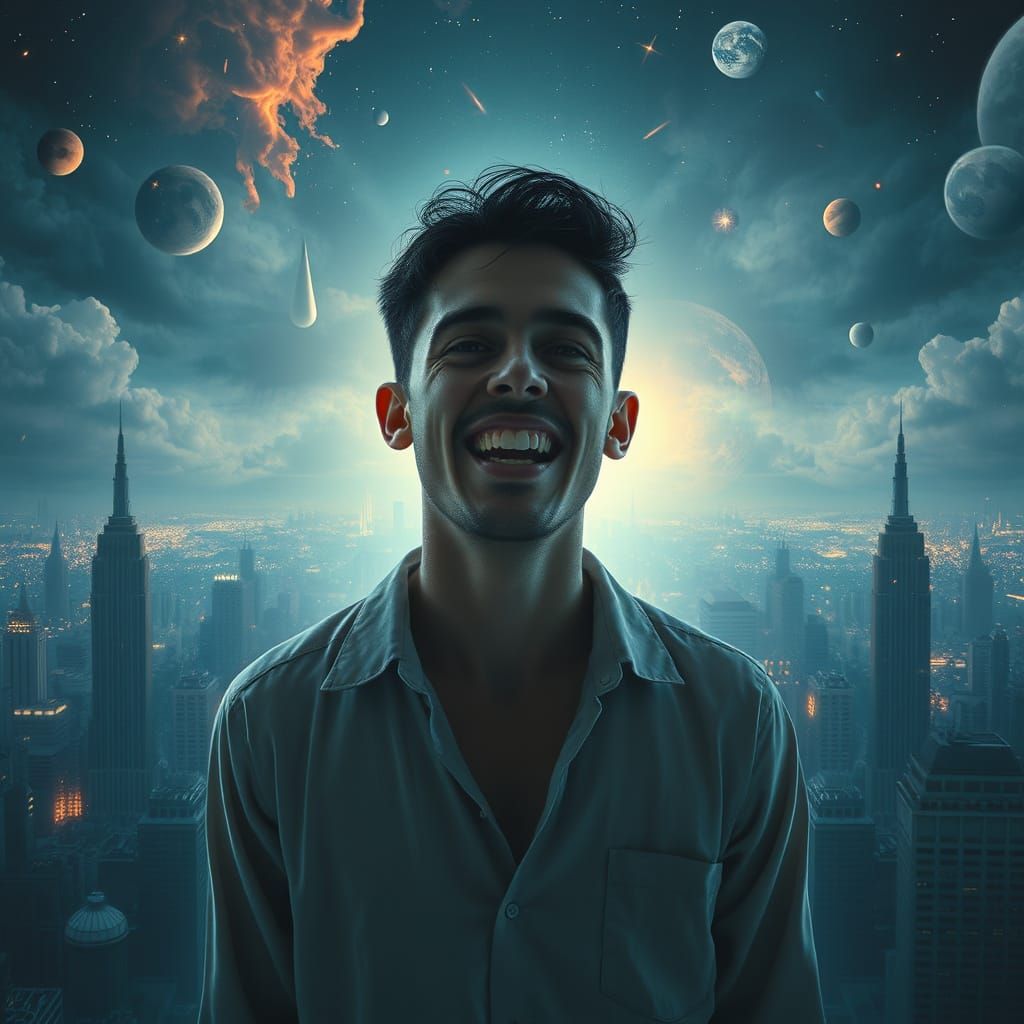 Intricate Digital Painting of Man Gazing in Mirror