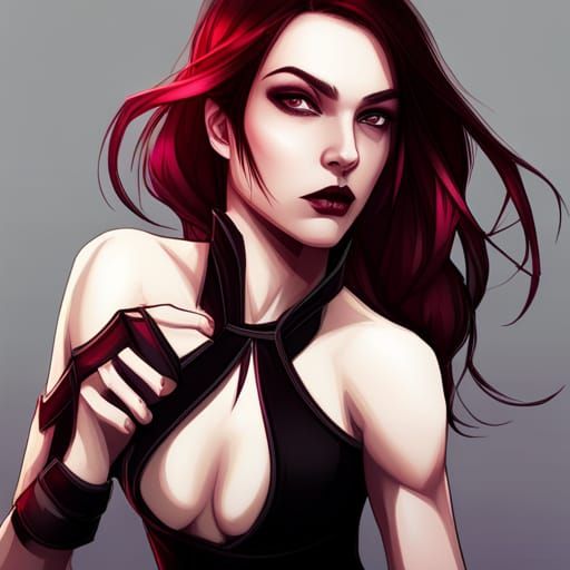 Gothic Vampire Volleyball Player in Hyperrealistic Style