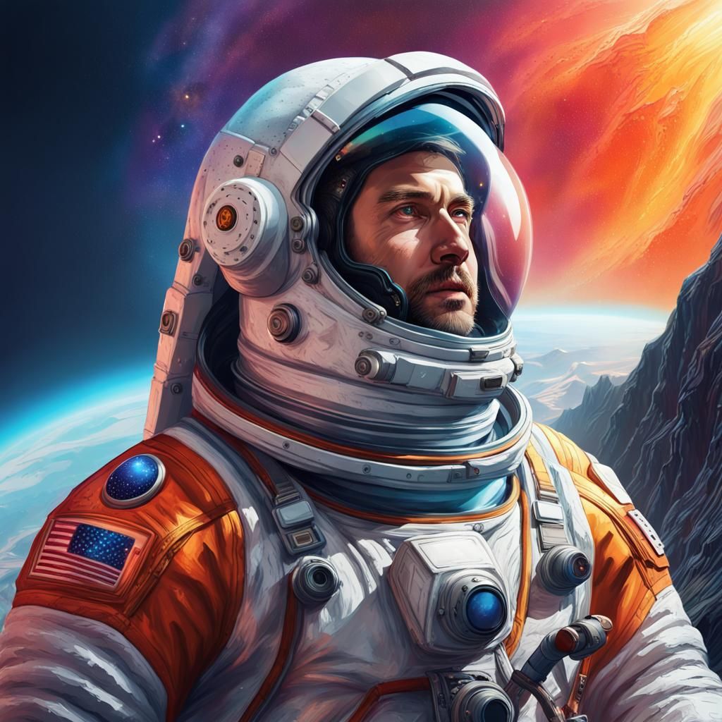 Astronaut Conquers Mountain on Alien Planet