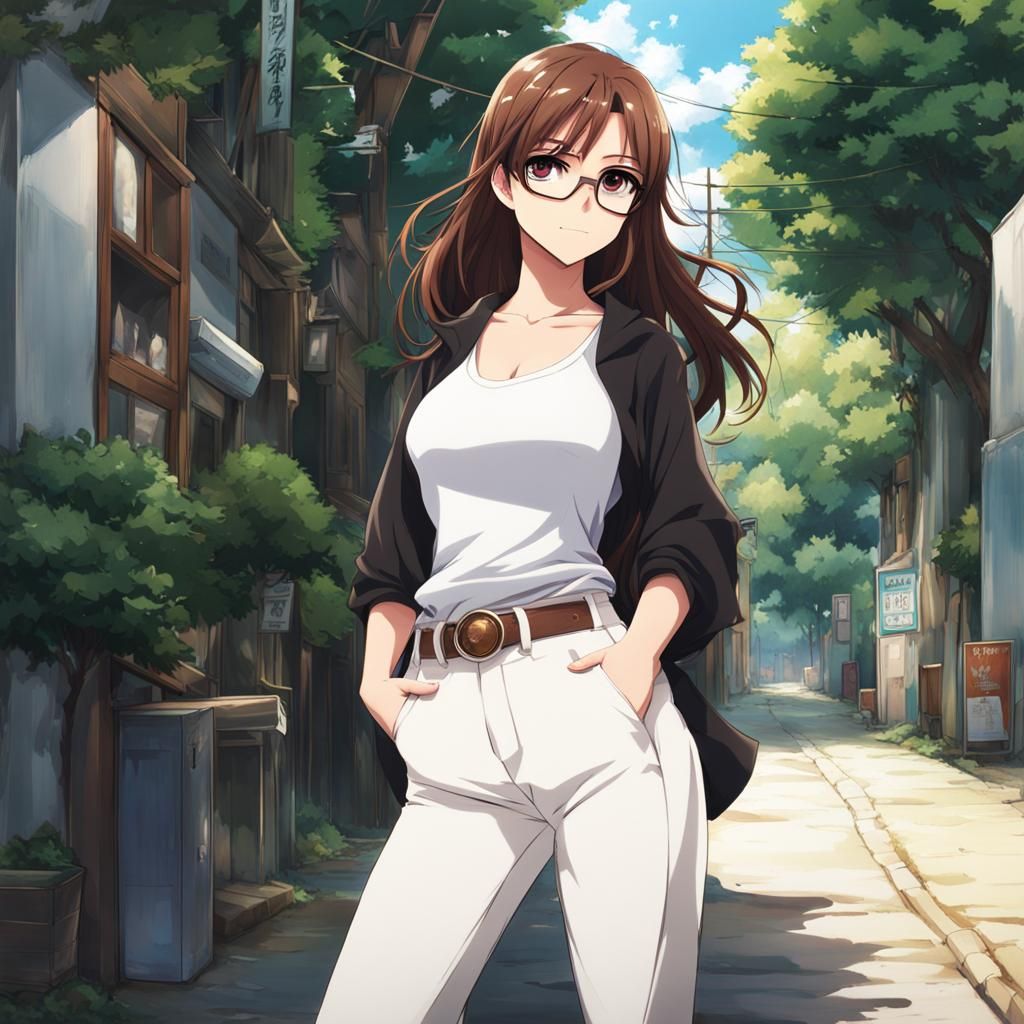 Anime Style Portrait of a Girl with Brown Hair