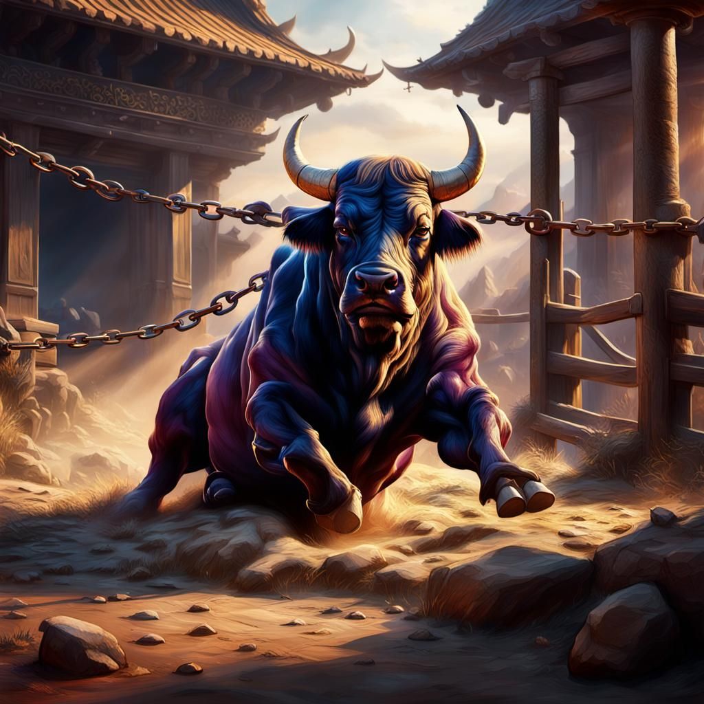 Furious Bull in Golden Hour Glory