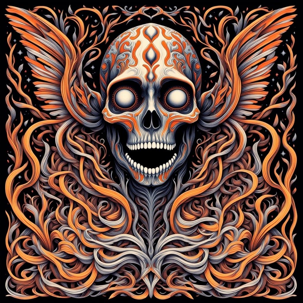 Intricate Psychedelic Death Metal Poster Art