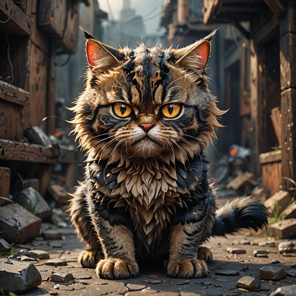 Adorable Angry Cat in Hyperdetailed 3D Digital Art