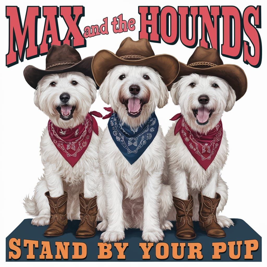Max and the Hounds Album Cover with Cowboy Dogs