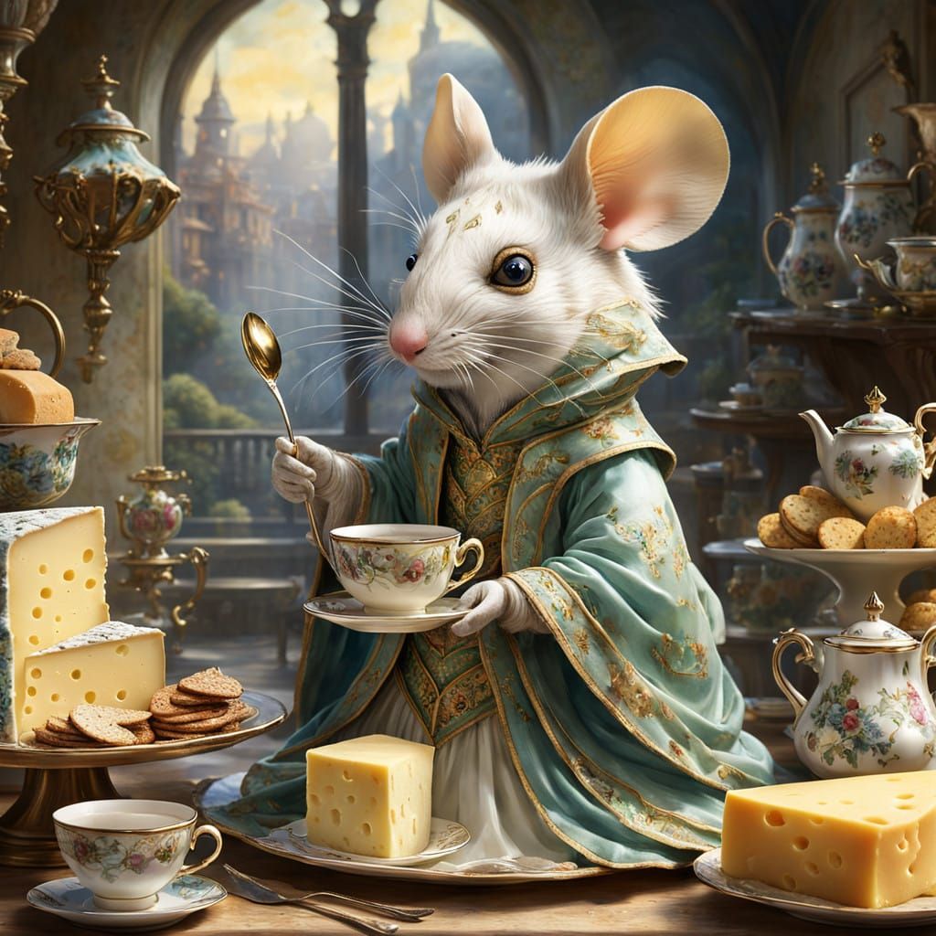 Whimsical Masquerade Mouse in a Cheese Feast