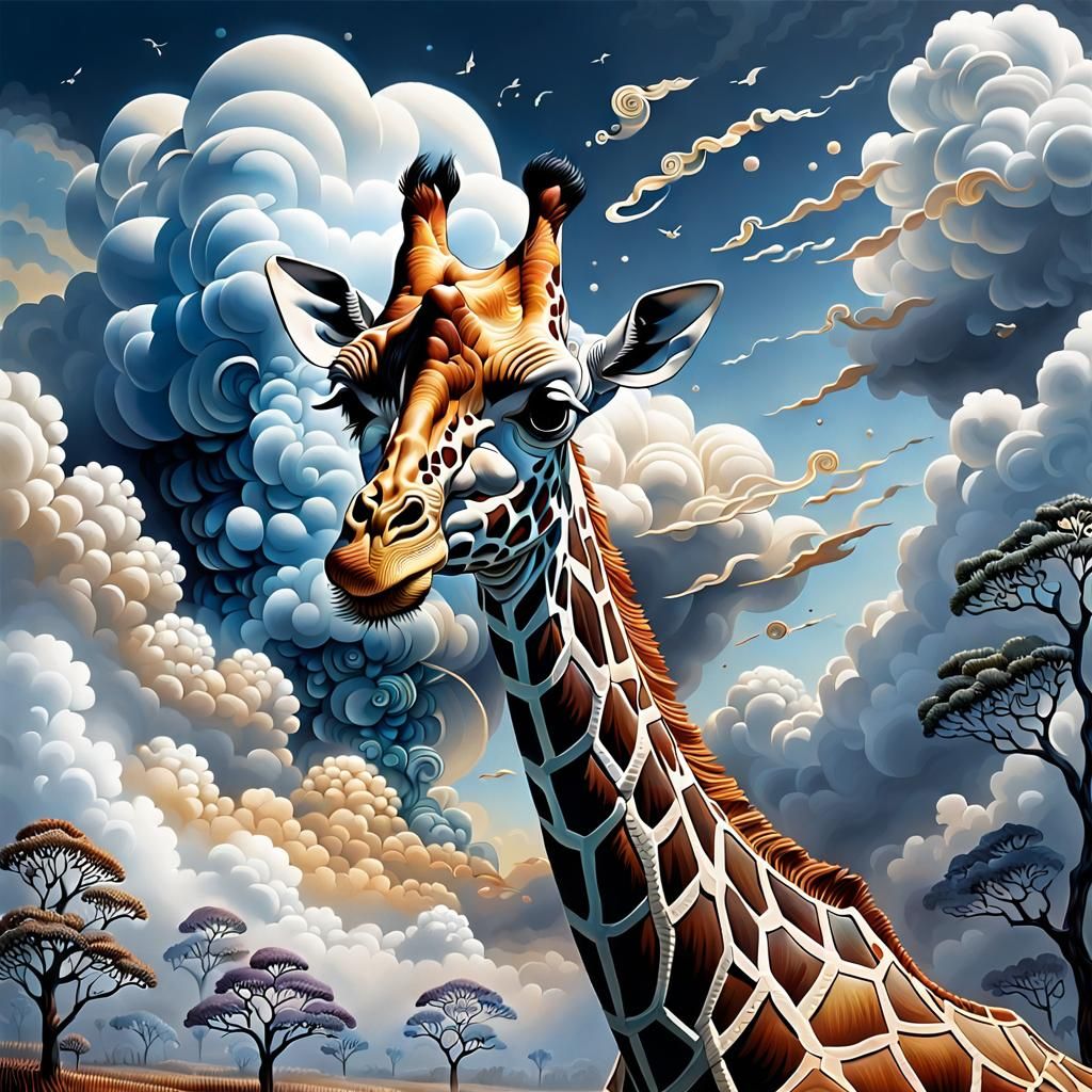 Ethereal Giraffe in Whimsical Quilling Style