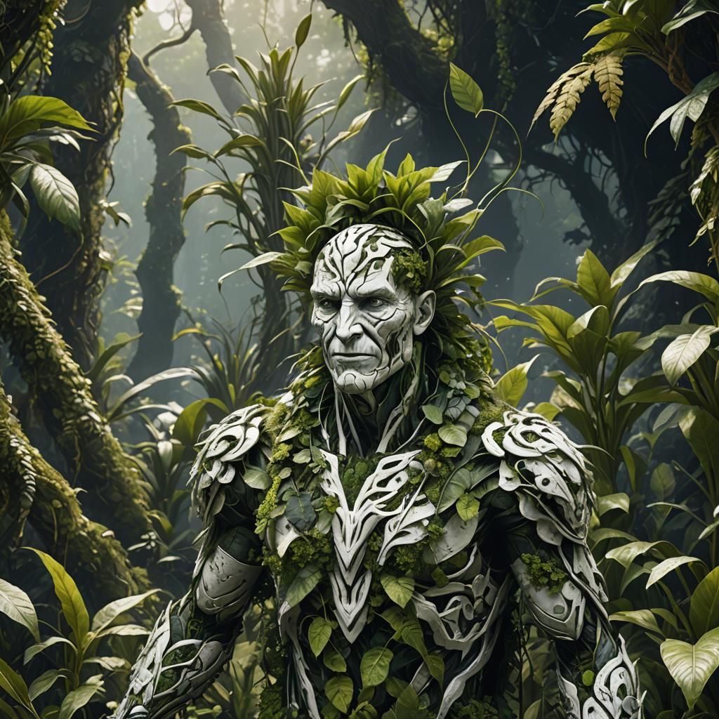 Joyful Plant Man: Detailed Matte Painting