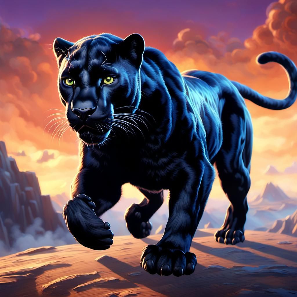 Black Panther Soars Through Vibrant Skies in Cinematic 3D