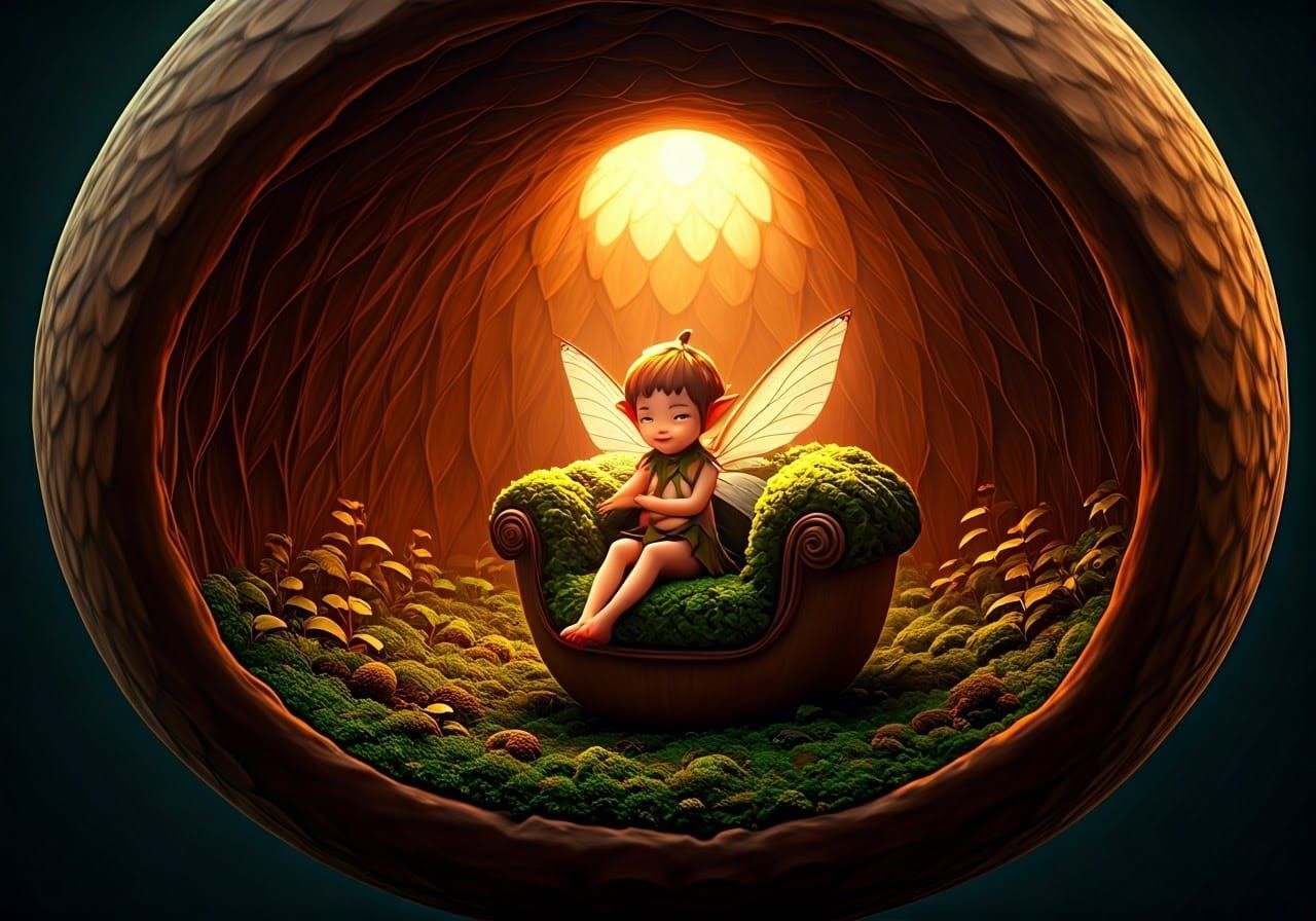 Pixie in Whimsical Acorn Sanctuary