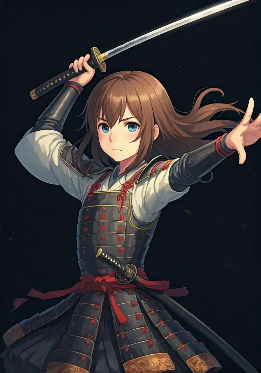 Anime Samurai Girl in Ghibli Style
