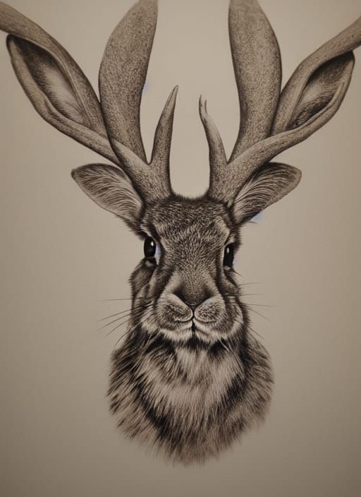 Detailed Jackalope Illustration
