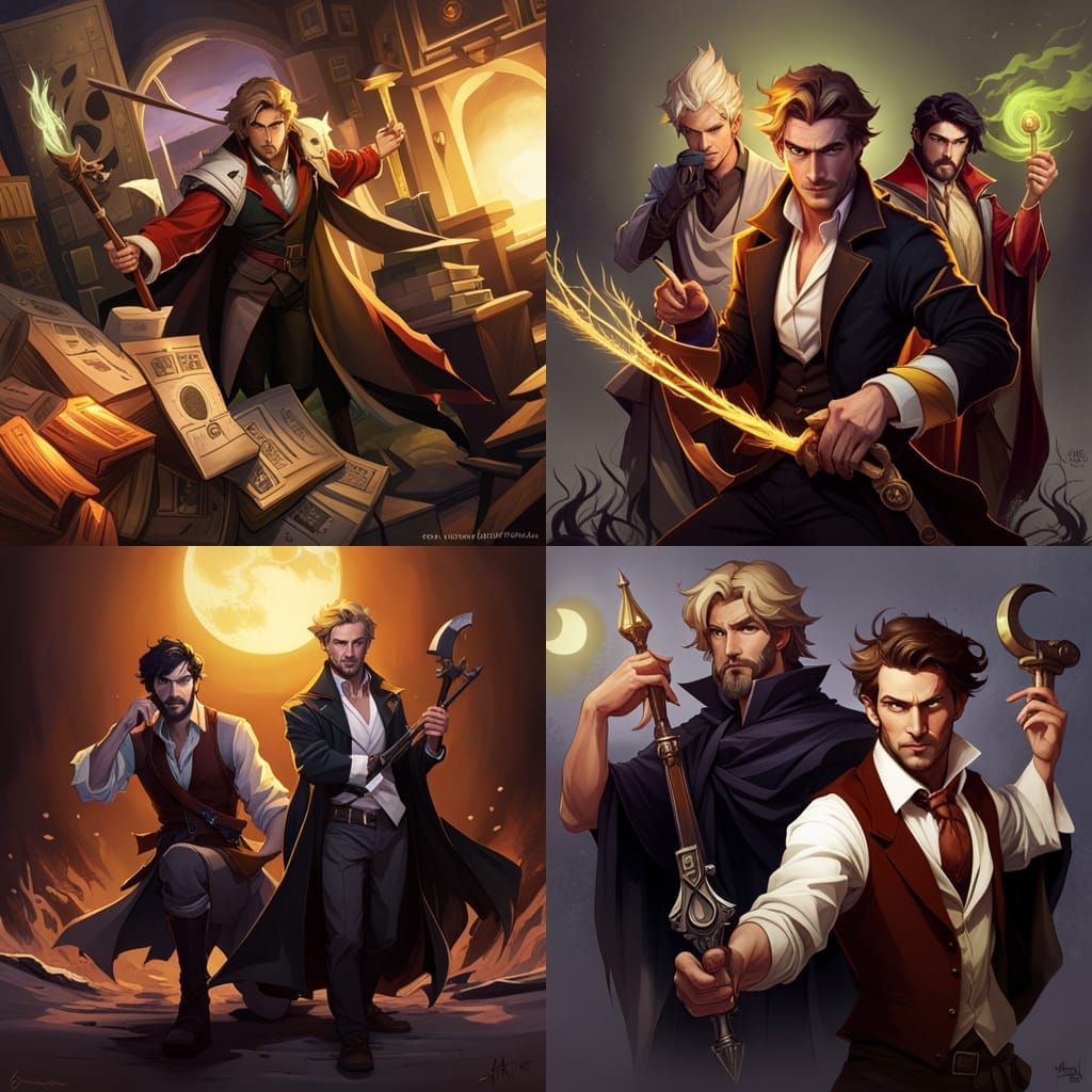 John Constantine as Fantasy Collage in Anime Style