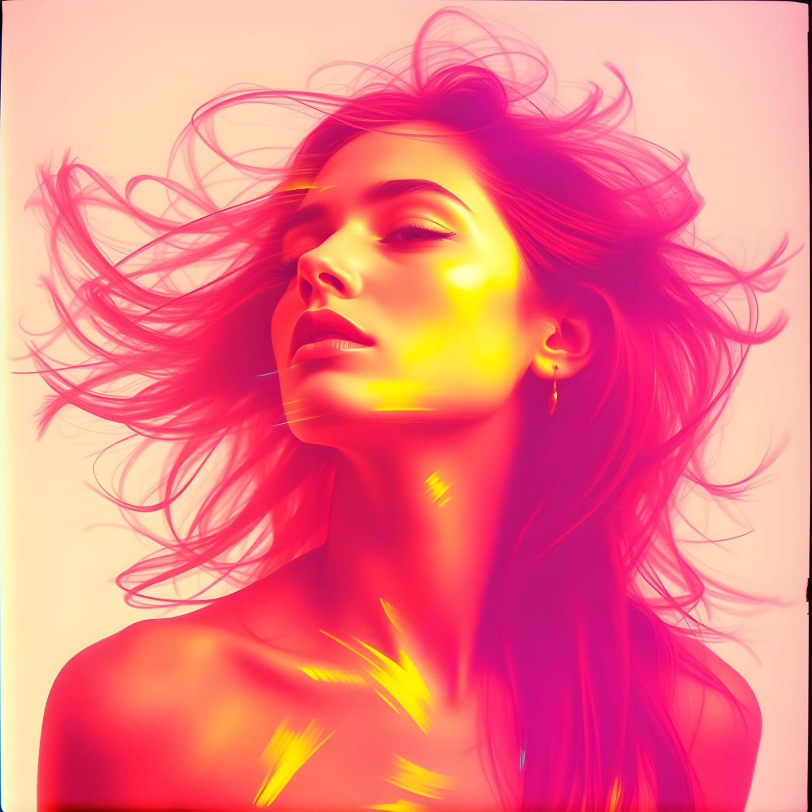 Vibrant, Ethereal Woman Unfolds in a Kaleidoscope of Colors