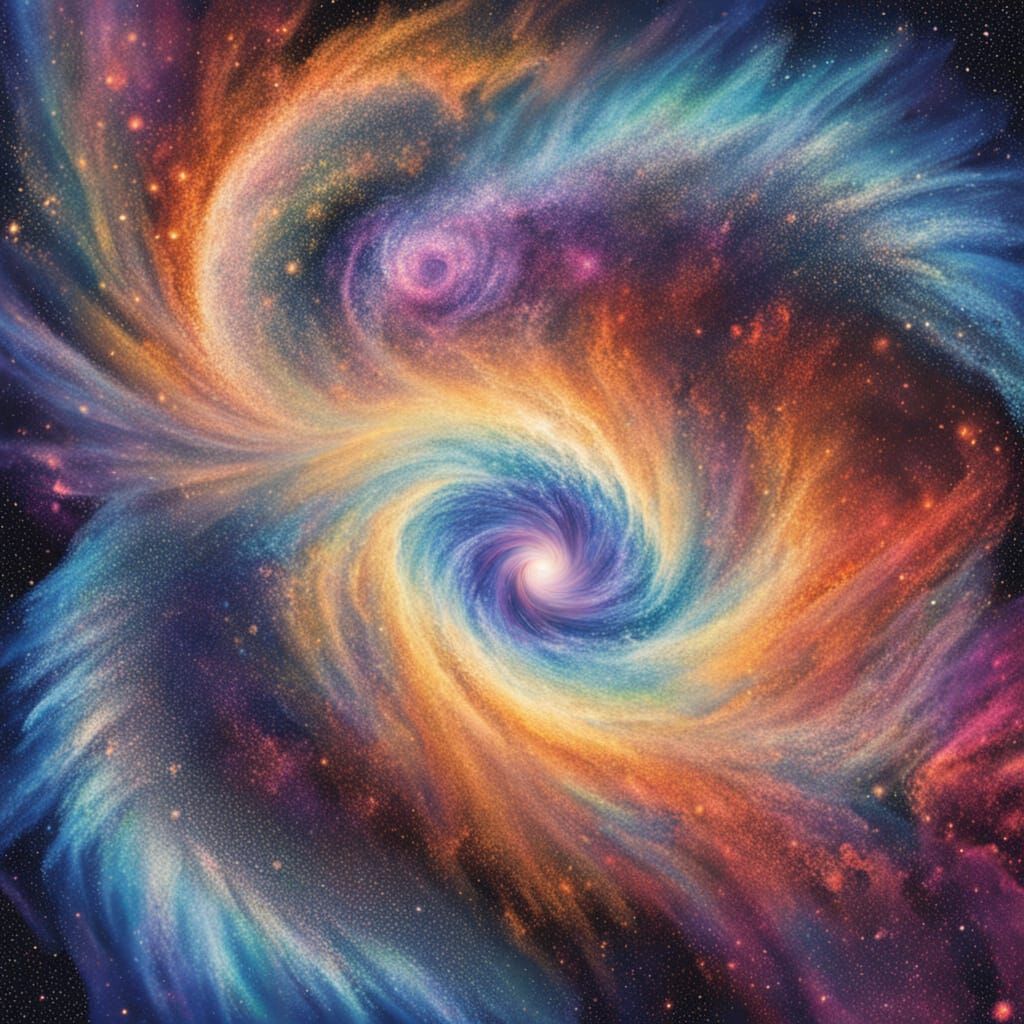 Pointillist Vortex Collapse into a galactic future iridescen...