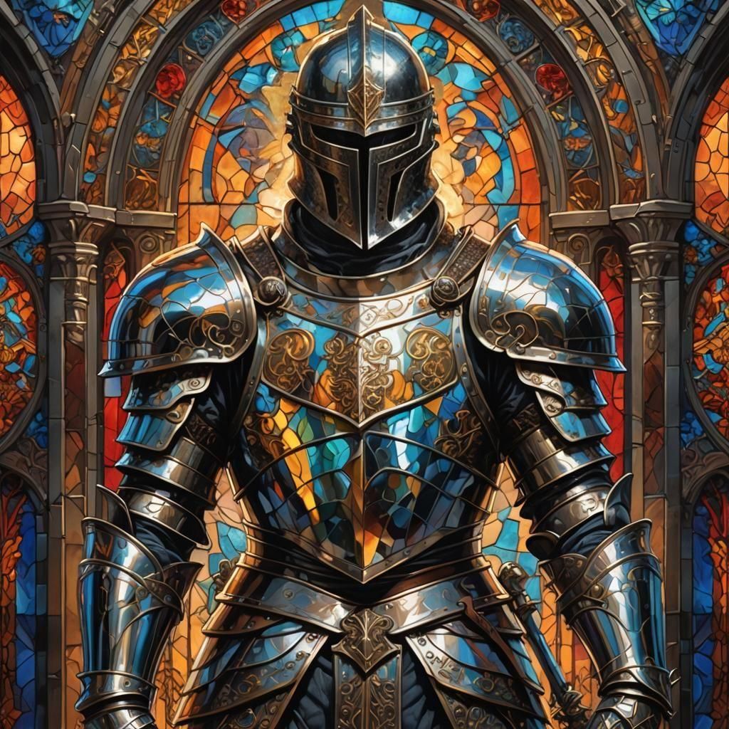 Stained Glass Metal Armor Portrait