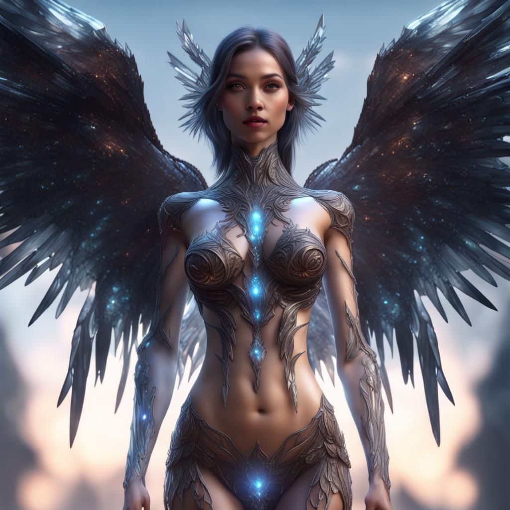 Beautiful Crystal Angel in Detailed Matte Painting
