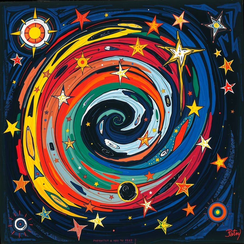 Abstract Star Cluster in Avant-Garde Style