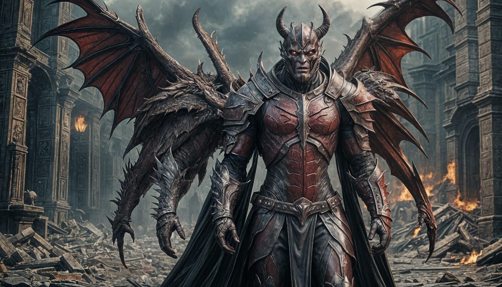 Epic Demon Portrait in Armor with Cinematic Lighting