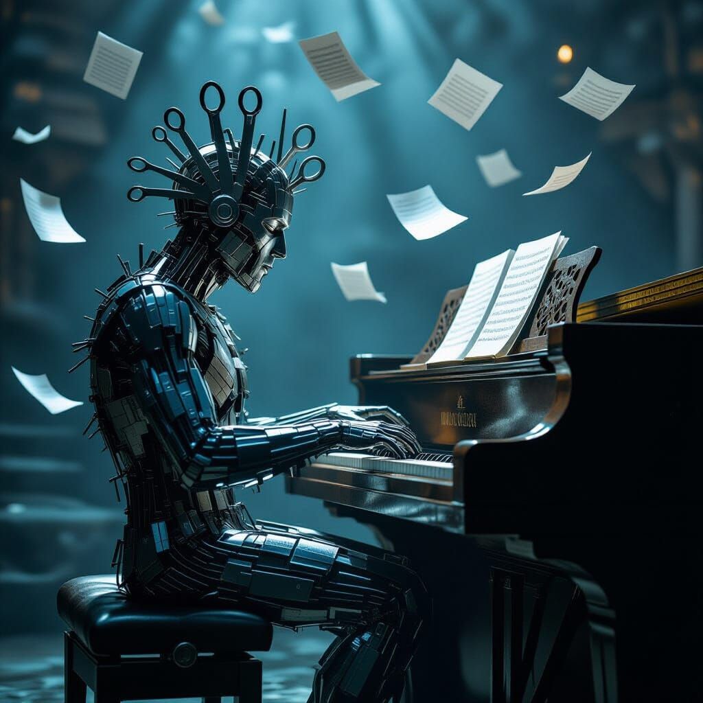 Surreal Scissor-Man Plays Stone Organ