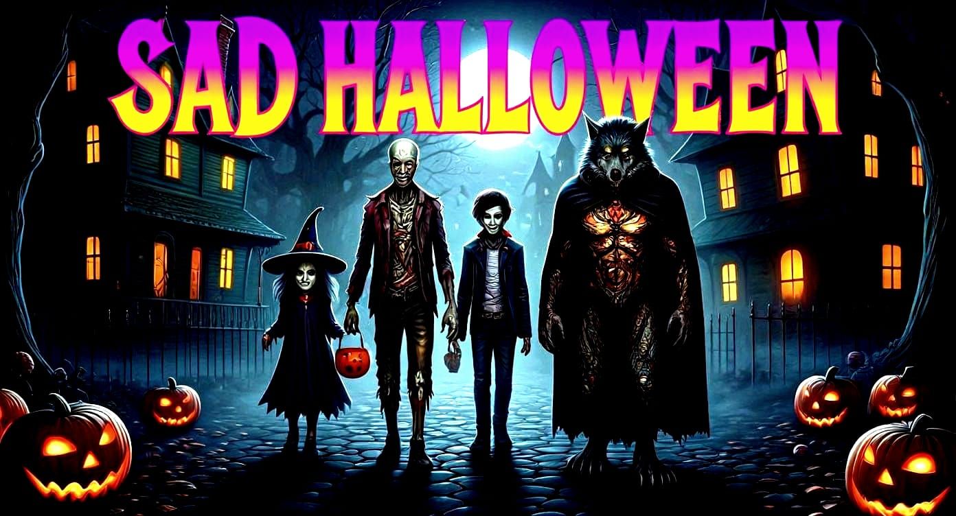 Undead Halloween Street Scene In Zentangle Style