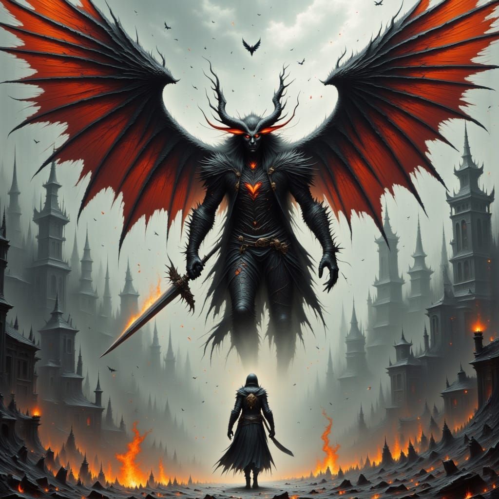 Flying War Demon with Textured Wings