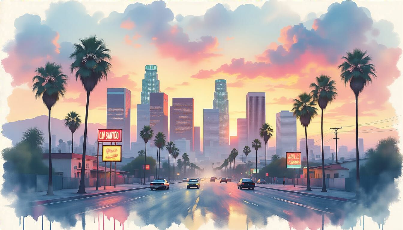 Los Santos: Hyperrealistic Textures in Watercolor and Oil Pa...