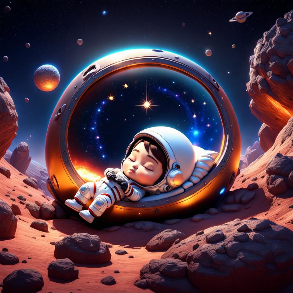 chibi astronaut sleeping