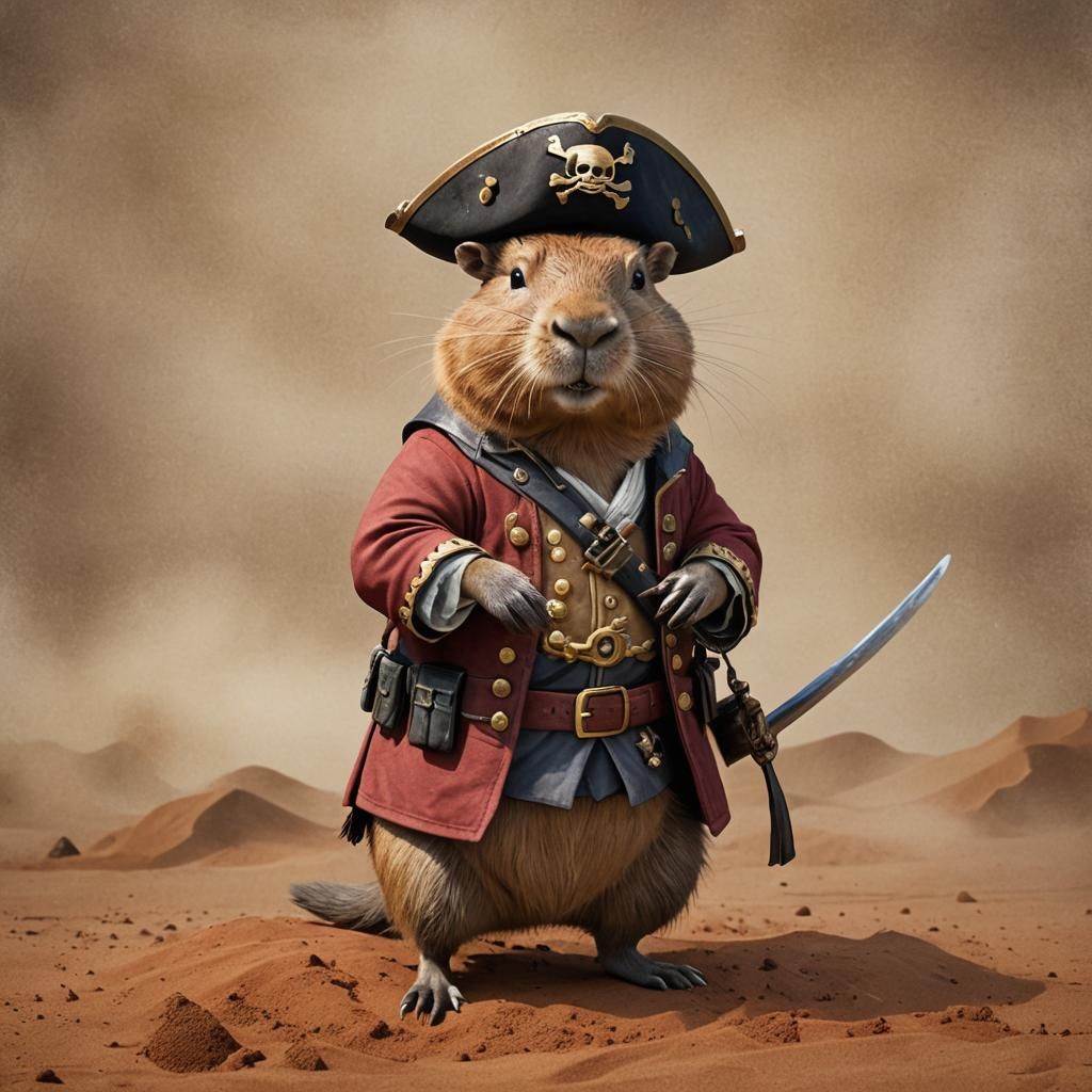Capybara Pirate Adventure in Australia: Fantasy Concept Art