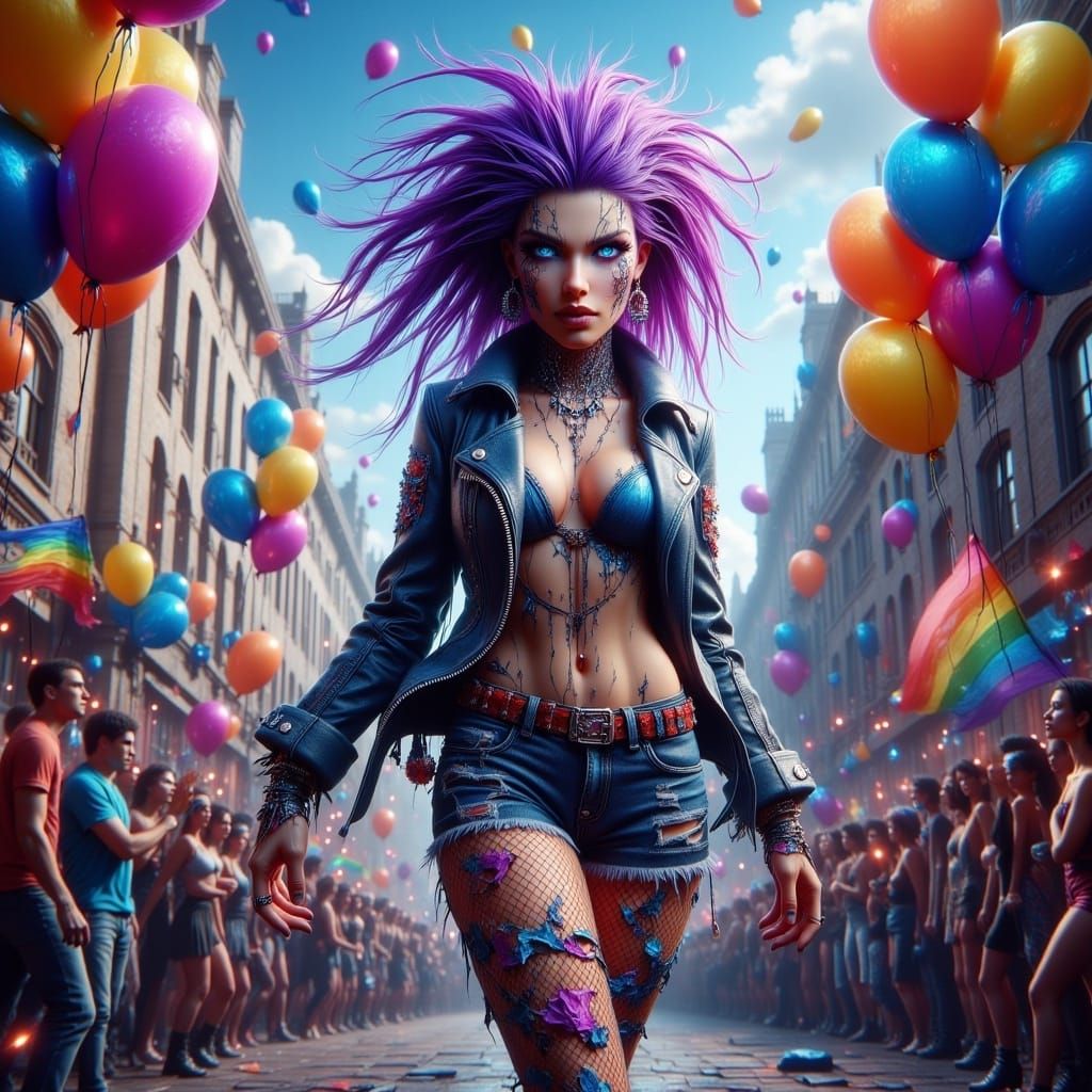 Vibrant Peacock Punk at Gay Pride Parade