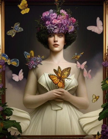 Queen of England Portrait in Rococo Style