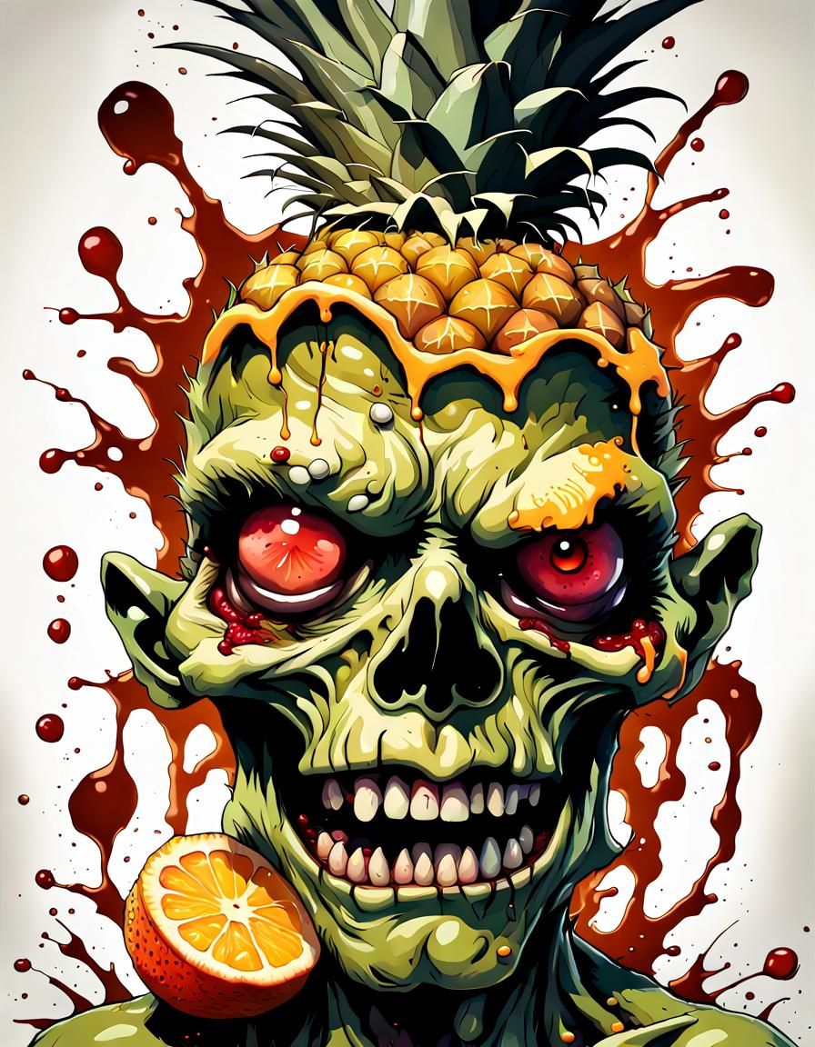 Adorable Fruit Zombie in Splash Art Style