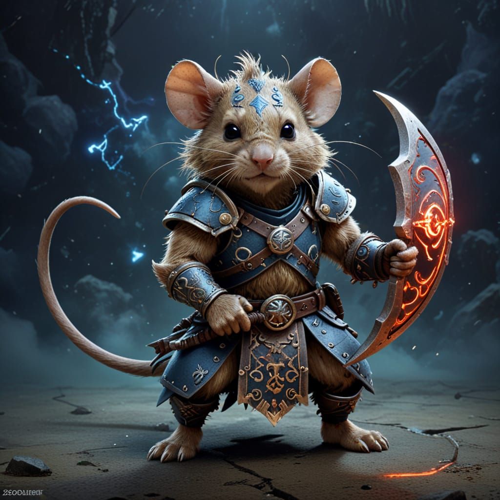 Fierce Zodiac Warrior Mouse in Combat Readiness
