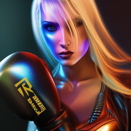 Cyberpunk Blonde Boxer in H.R. Giger Style