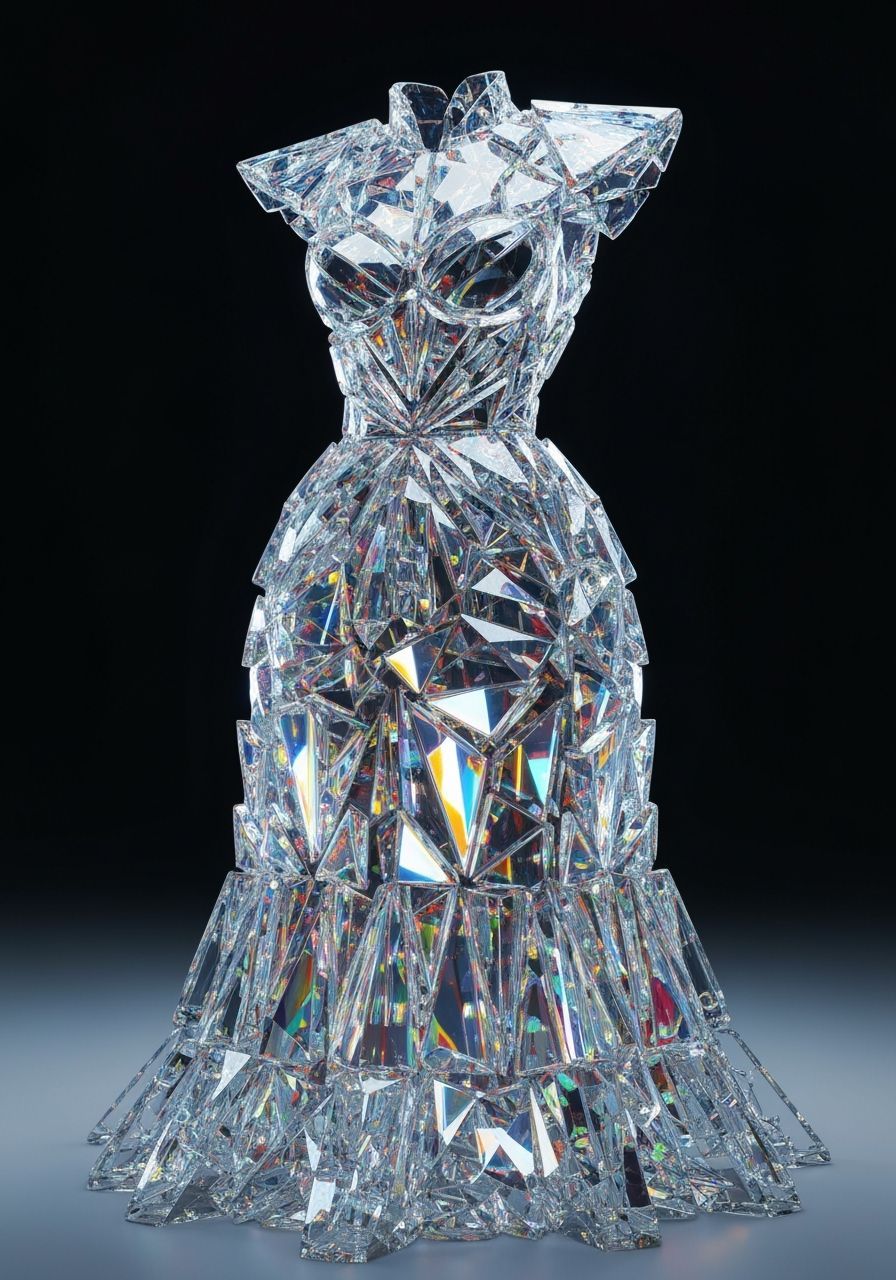 Futuristic Glass Dior Dress in Cubist Style