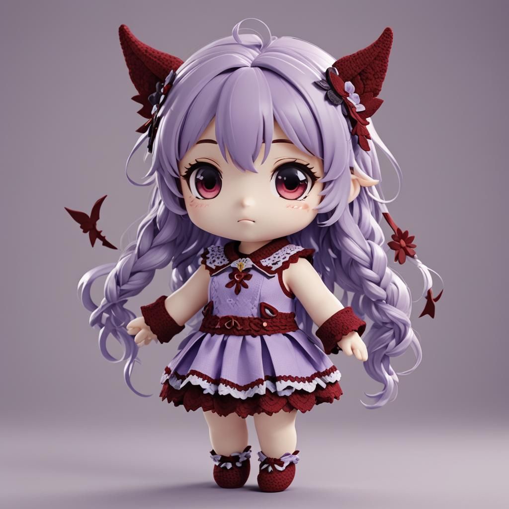 Cute Chibi Crochet Angel in 3D Anime Style