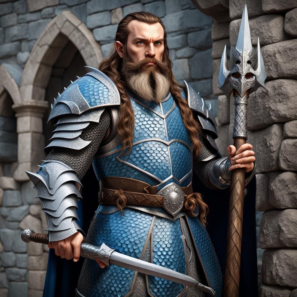 Dwarf Warrior Priest in Dragon Scale Armor