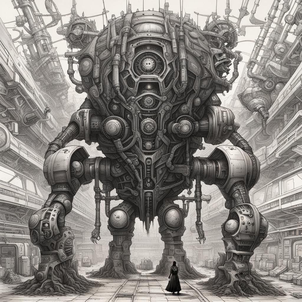 Biomechanical Demon Girl in Giger Style