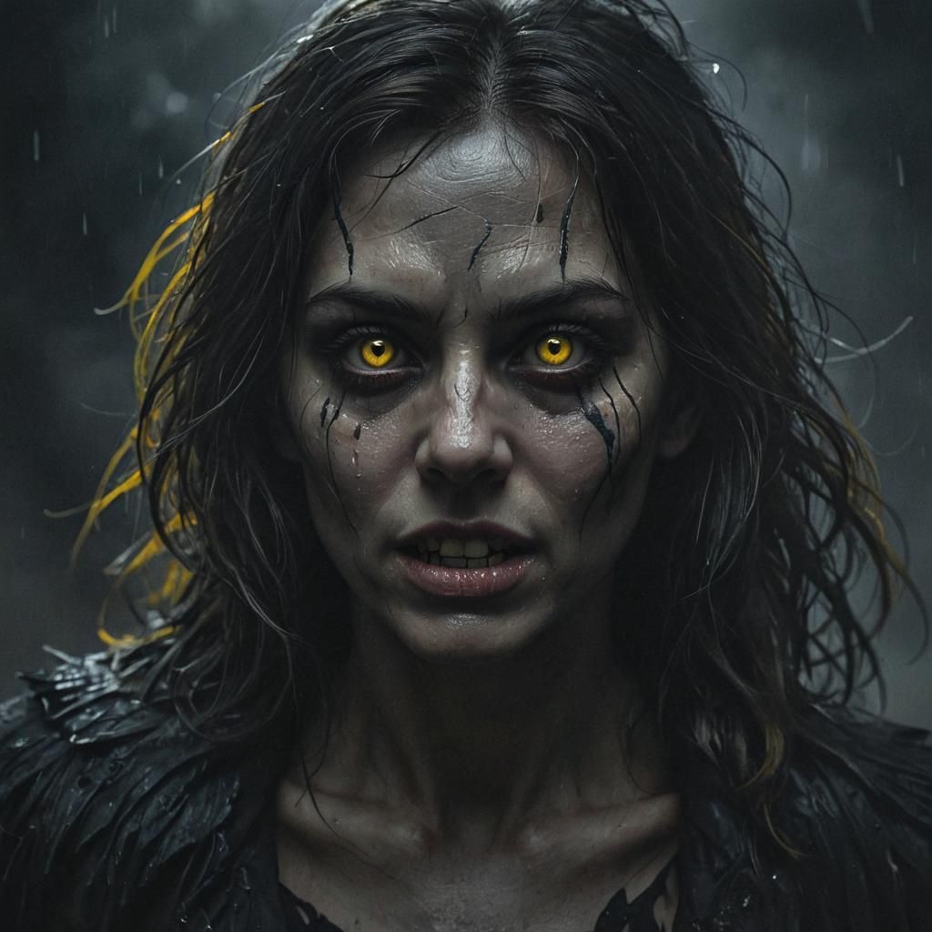 Eerie Dark Fantasy Portrait with Glowing Eyes