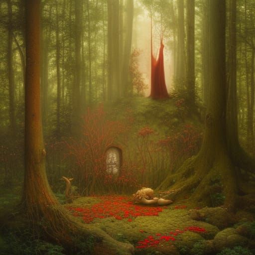 Glowing Mushroom House in Fairytale Forest