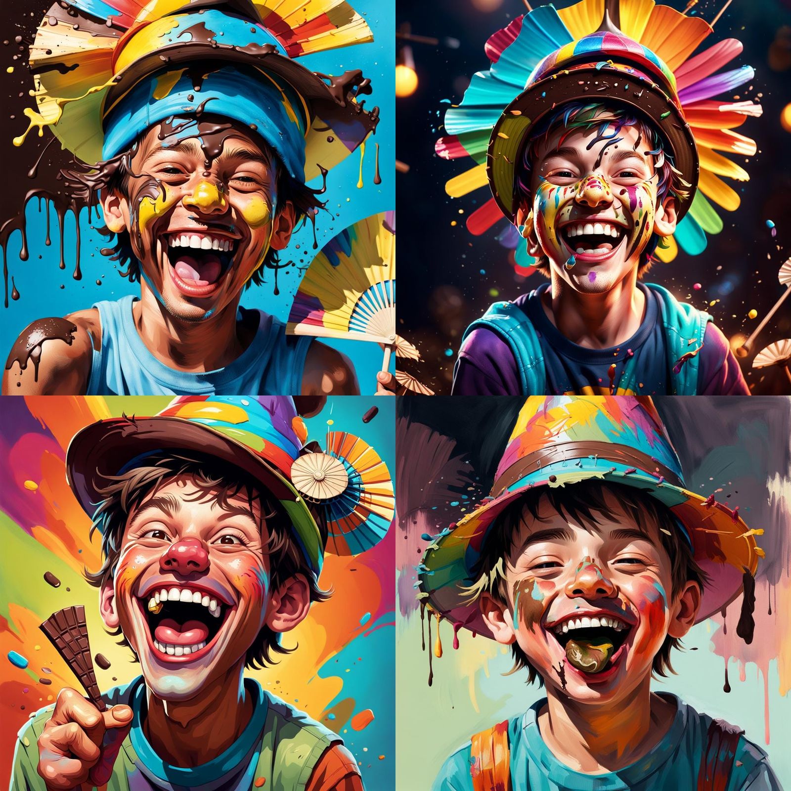 Goofy Boy with Chocolate Grin in Hyperrealistic Style