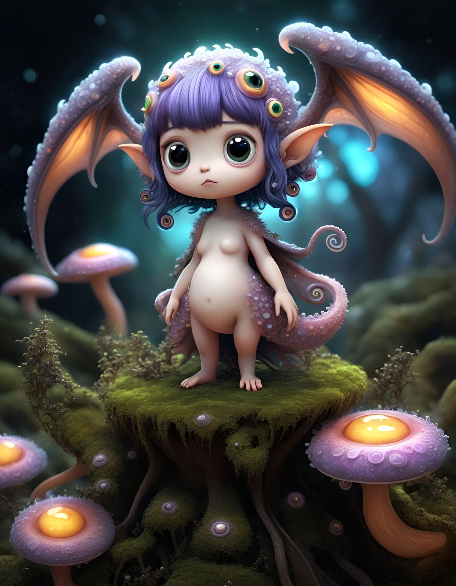 Eldritch Fairy Animae Character in Op Art Style