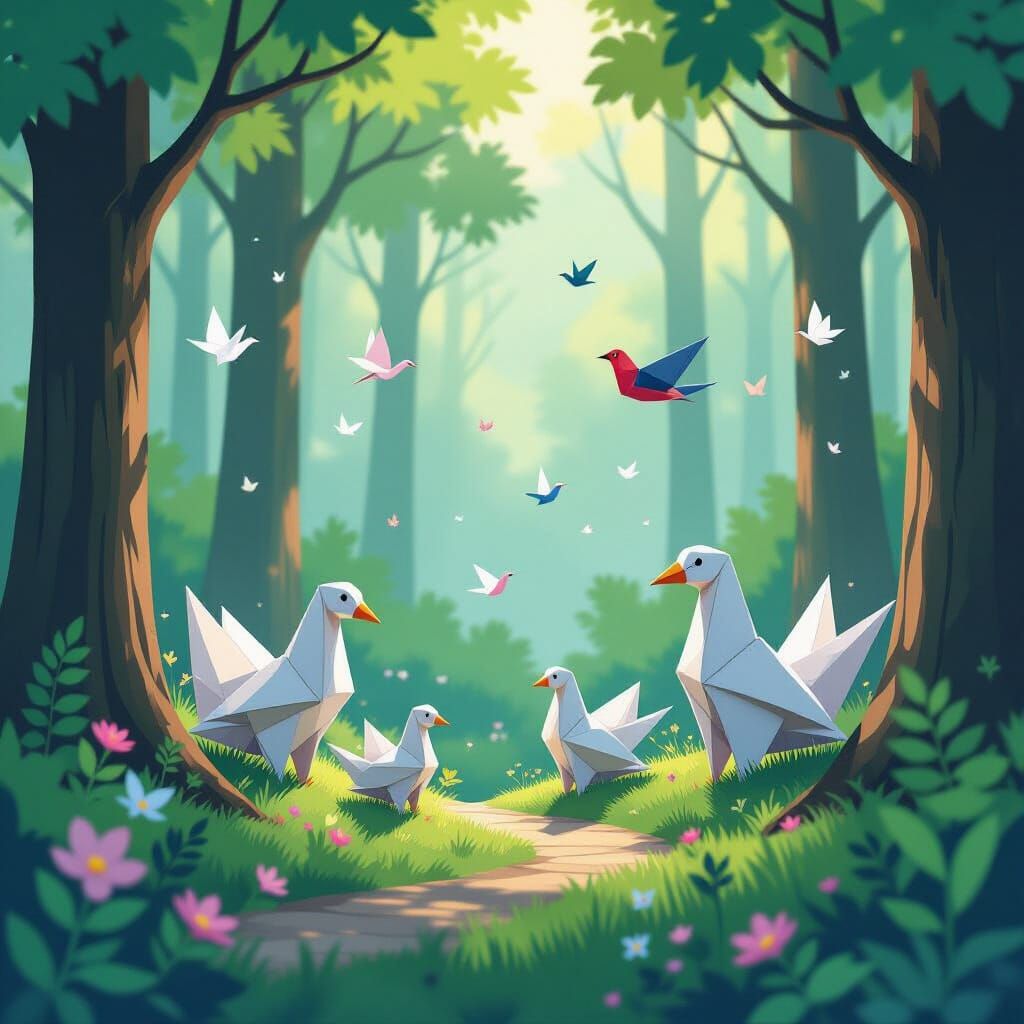 Origami Forest Inspired by Animation Art