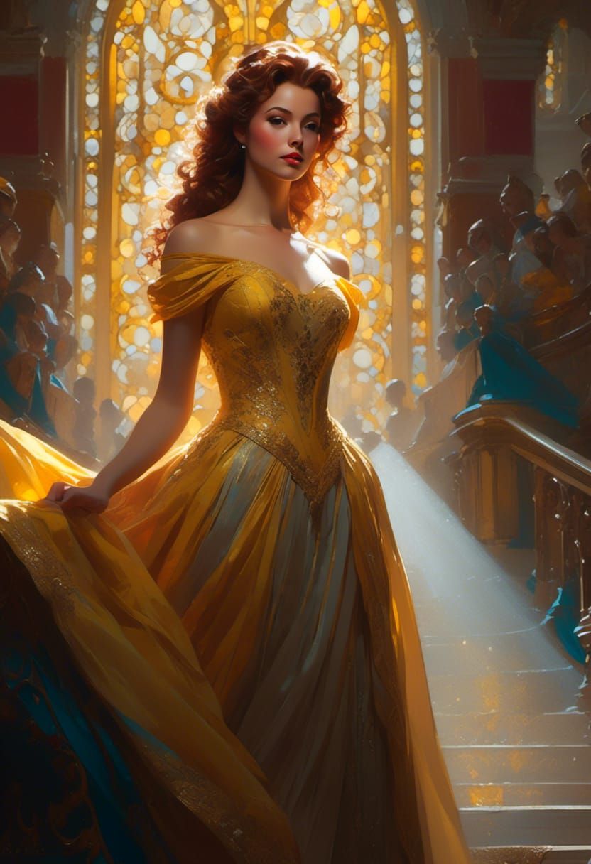 Princess Belle Portrait in Art Nouveau Style