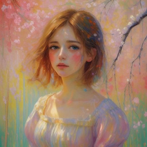 Dreamy Woman in Impressionistic Ethereal Painting