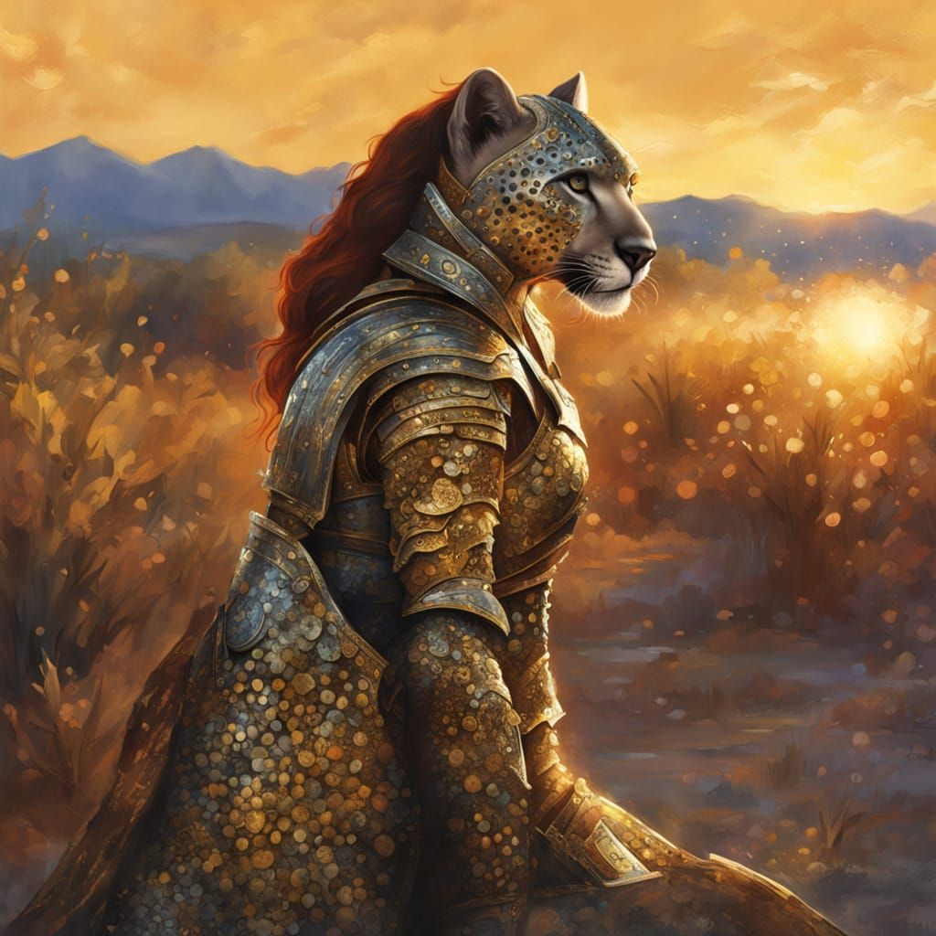 Horrible Queen Hugs Cheetah in Vibrant Oil Painting