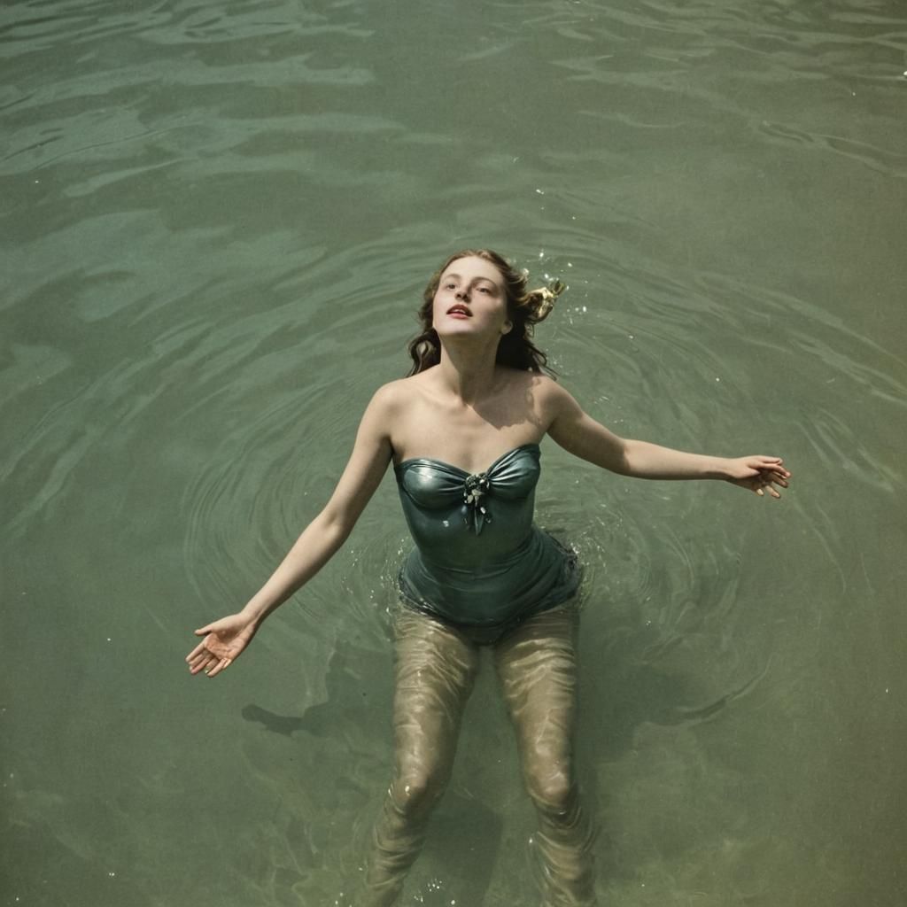 Vintage Mermaid in Hand-Colored Photo Style